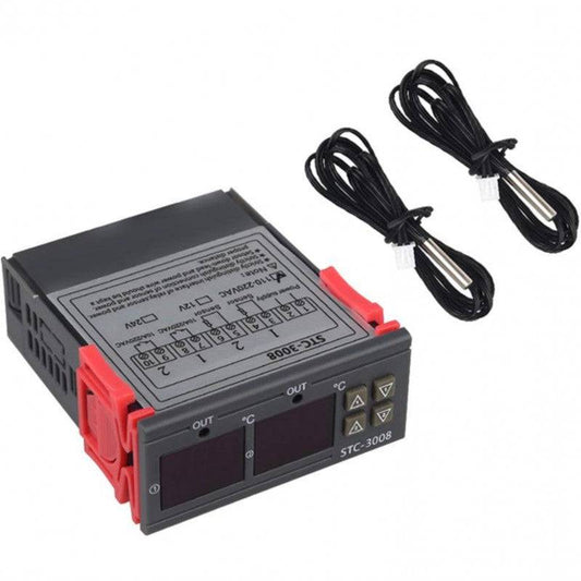 STC-3018 DC12V Dual Display Dual Temperature Adjustable Temperature Controller with 1M Cable - RS3509 - REES52