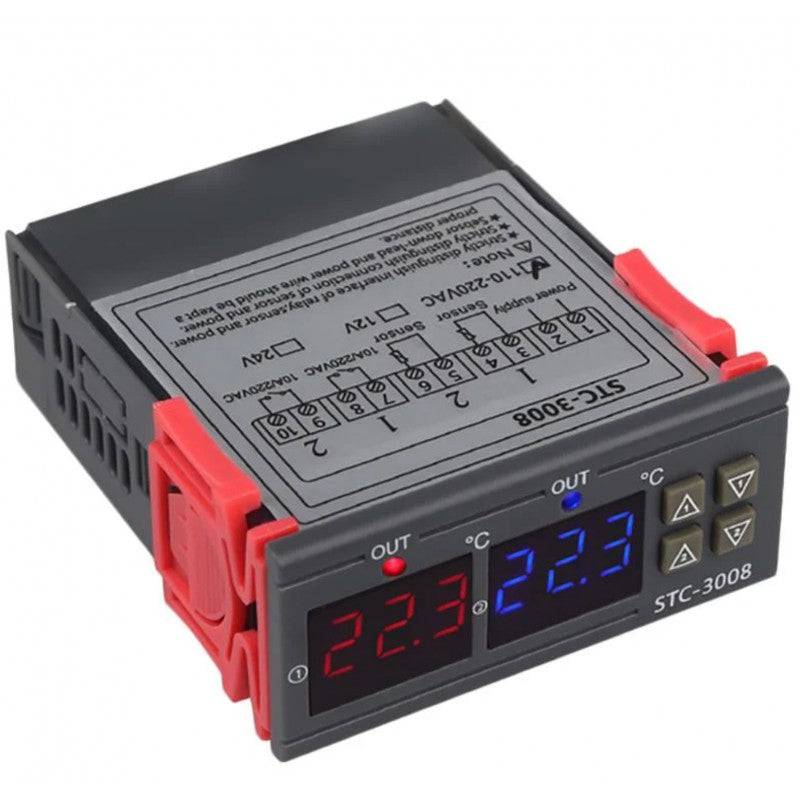STC-3018 DC12V Dual Display Dual Temperature Adjustable Temperature Controller with 1M Cable - RS3509 - REES52