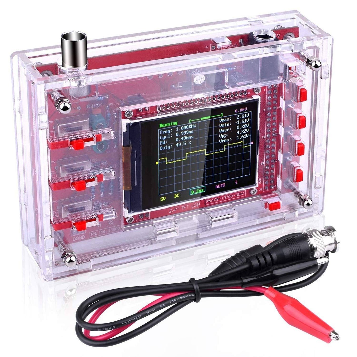 Fully Welded Assembled DSO138 Oscilloscope Kit 2.4" TFT 1Msps Digital Oscilloscope Probe Lead With Acrylic Cell - RS1758-RC014 - REES52