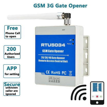 RTU5034 2G/3G/4G GSM Wireless Gate Opener Relay Switch Remote Control by Phone Call - RS3624 - REES52