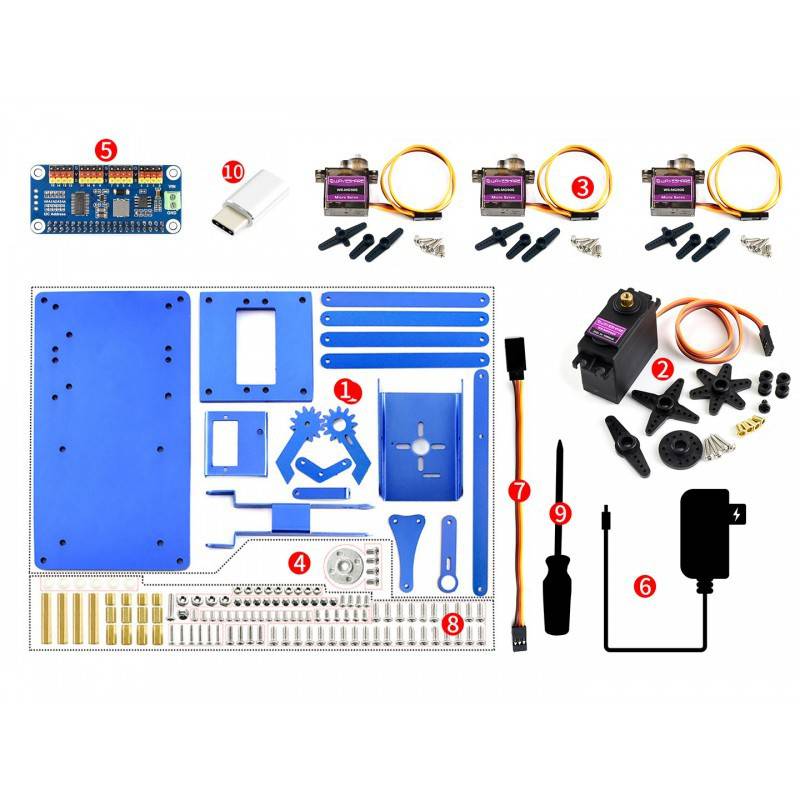 WAVESHARE 4-DOF Metal Robot Arm Kit for Raspberry Pi, Bluetooth / WiFi - RS2275 - REES52