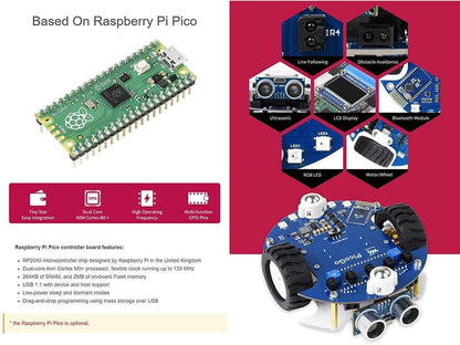 Waveshare PicoGo Mobile Robot, Based on Raspberry Pi Pico, Self Driving, Remote Control - RS2276 - REES52