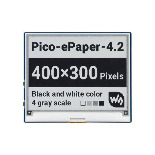 4.2inch E-Paper E-Ink Display Module for Raspberry Pi Pico, 400×300, Black / White, 4 Grayscale, SPI - RS2454 - REES52