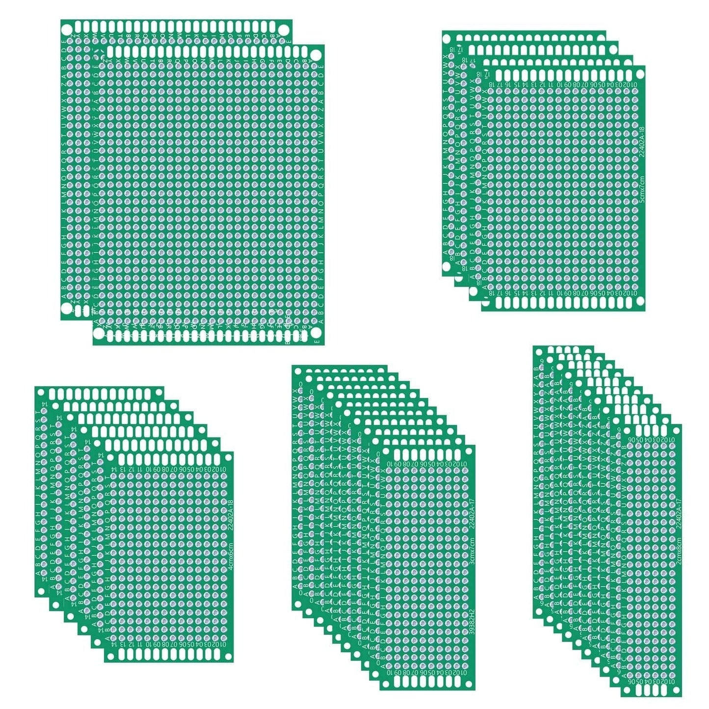 35pcs Double Sided PCB Board Prototype Kit, 5 Sizes Universal Printed Circuit Board for DIY Soldering  - KT1305 - REES52