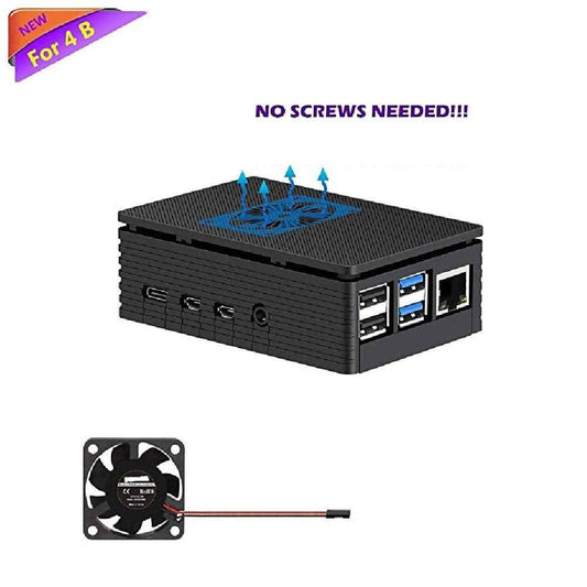 Raspberry Pi 4 ABS Case Raspberry Pi Enclosure Case Pi 4 Premium Case For Raspberry Pi 4 4B (Black)- RS2663 - REES52