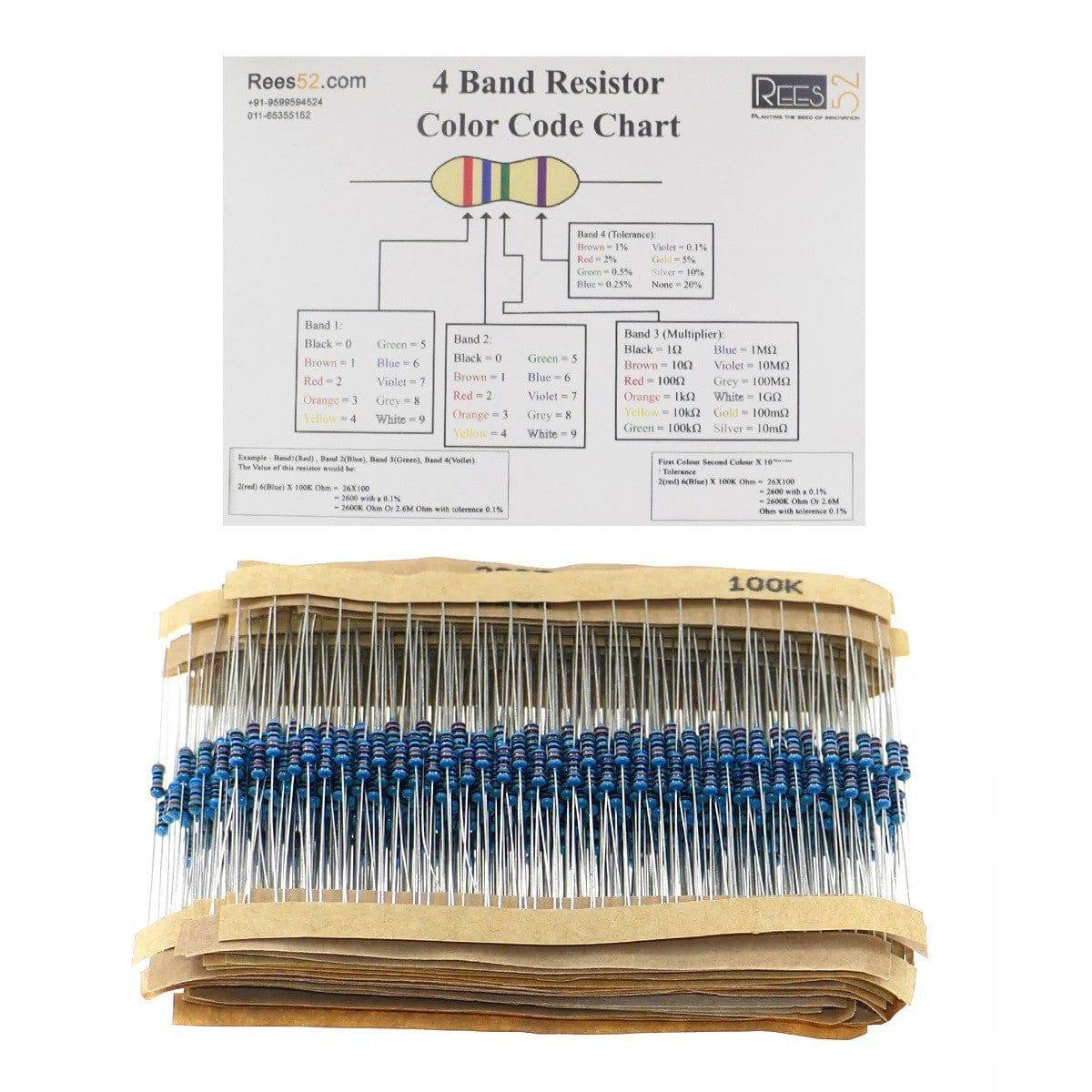 Carbon Film Resistor Assortment 50-Piece 1/2W - Values From 0.1 Ohm To 10M Ohm (±5%) Metal Film Resistor Fixed Resistors