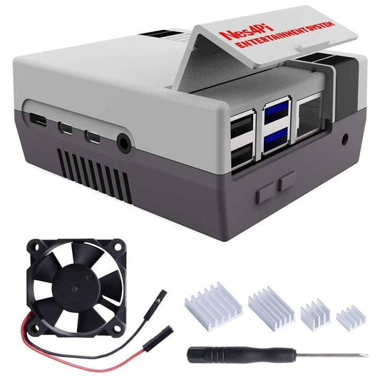 Retro Gaming Nes4Pi Case, Raspberry Pi Cooling Fan Raspberry Pi Heatsinks for Raspberry Pi 4 Model B - RS2856 - REES52