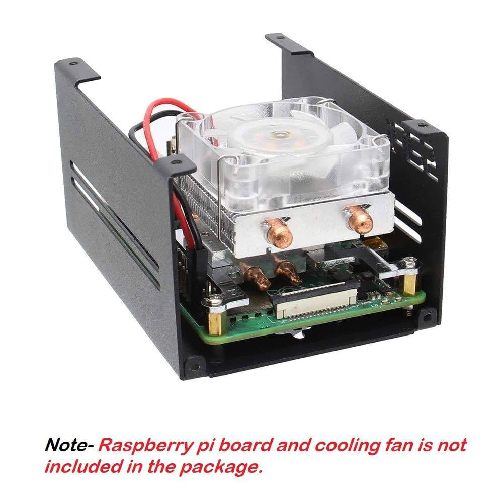 Raspberry Pi 4B Metal Enclosure Compatible with Horizontal ICE Tower Fan Raspberry Pi 4 Armor Case- RS2630 - REES52
