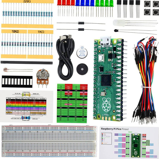 Basic Starter Kit for Raspberry Pi Pico 225-Page Detailed Tutorials, 142 Items, 36 Projects, Python C Code - PKIT001 - REES52