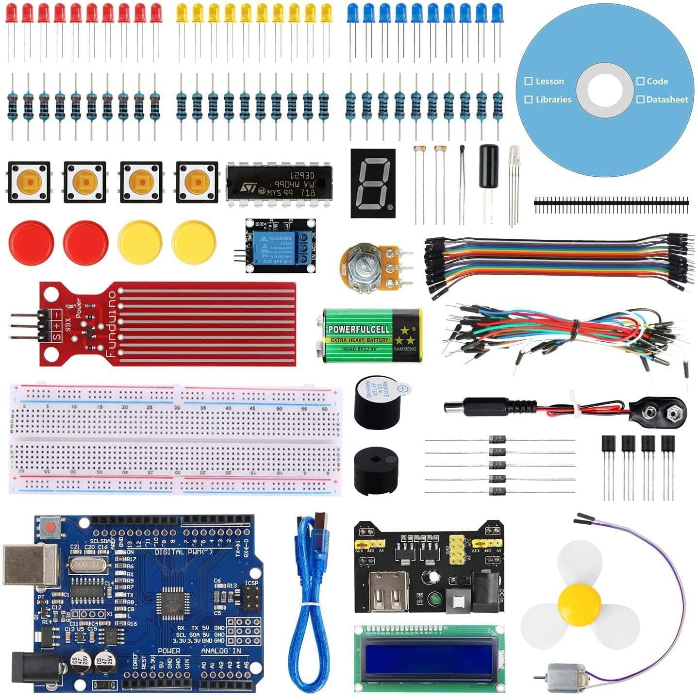 Scratch Starter Kit,Super Base Kit for Arduino Smd UNO R3 ATmega328P with 15 Lessons Tutorial - B09SQ9MXM5 - REES52