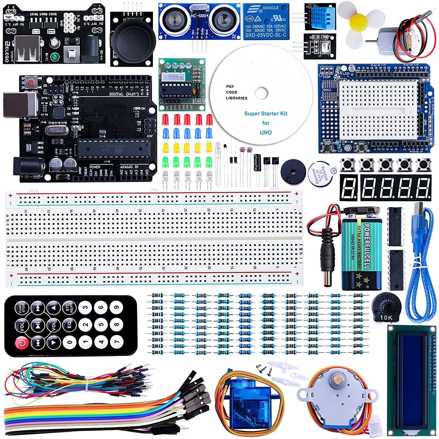 UNO Project Super Starter Kit with Tutorial and UNO R3 Compatible with Arduino IDE-B09GKS19SP - REES52