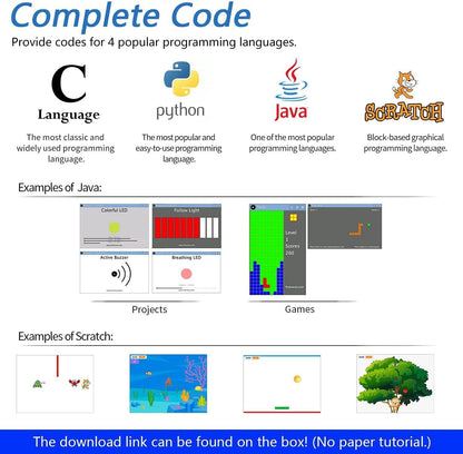 Basic Starter Kit for Raspberry Pi 4 B 3 B+ 400 Python C Java Scratch Code, 146 Items, 31 Projects - B09JQDDFWD - REES52