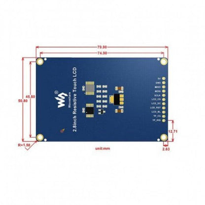 Waveshare 2.8 Inch Resistive Touch LCD Display - RS3743 - REES52