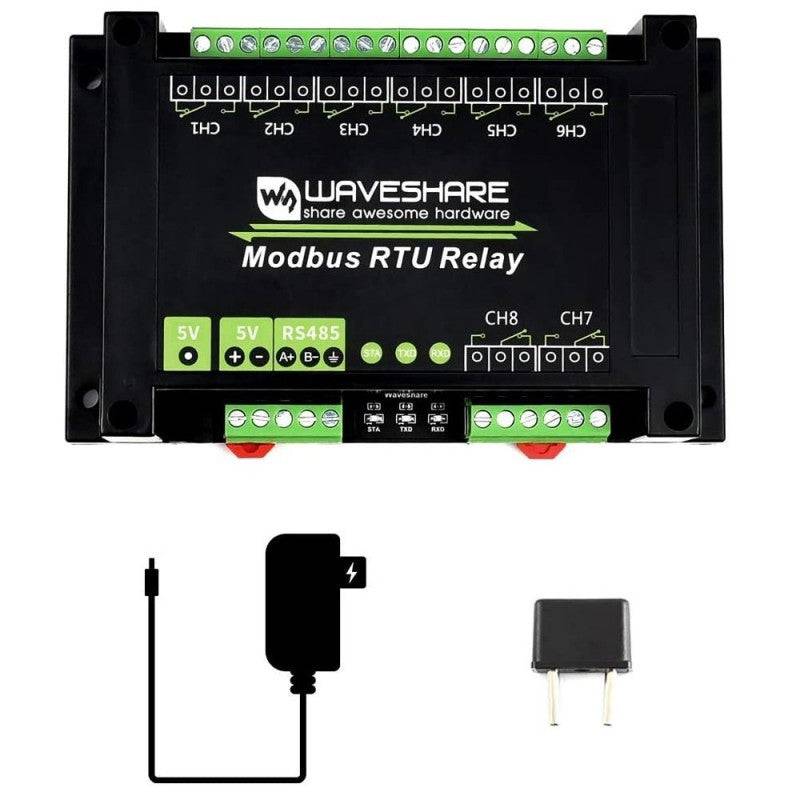 Waveshare Industrial Modbus RTU 8-Channel Relay Module RS485 Bus, Multi Protection - RS4765 - REES52