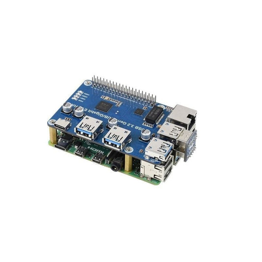 Waveshare USB 3.2 Gen1 And Gigabit Ethernet HUB HAT for Raspberry Pi, 3x USB, 1x Gigabit ETH, Driver-Free - RS4372 - REES52