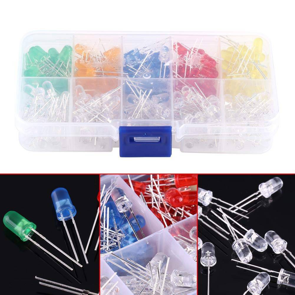 REES52® 200Pcs LED Diodes Lights 5mm Light Emitting Diode LED Lamp Assorted Kit 2pin Diffused LED Electronic Parts Kit, 5 Colors - REES52