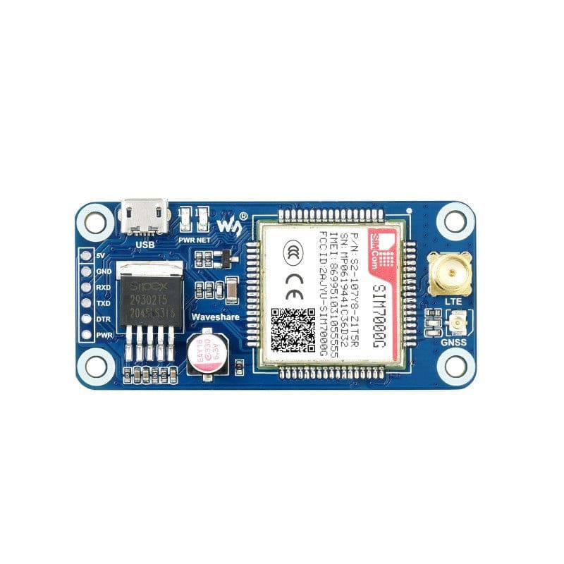 WaveShare SIM7000G NB-IoT / Cat-M / EDGE / GPRS HAT for Raspberry Pi, GNSS, Global Band Support - RS1959 - REES52