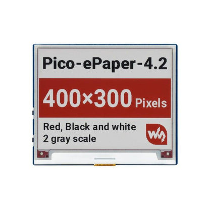 WaveShare 4.2inch E-Paper E-Ink Display Module (B) for Raspberry Pi Pico, 400×300, Red / Black / White, SPI- RS1961 - REES52