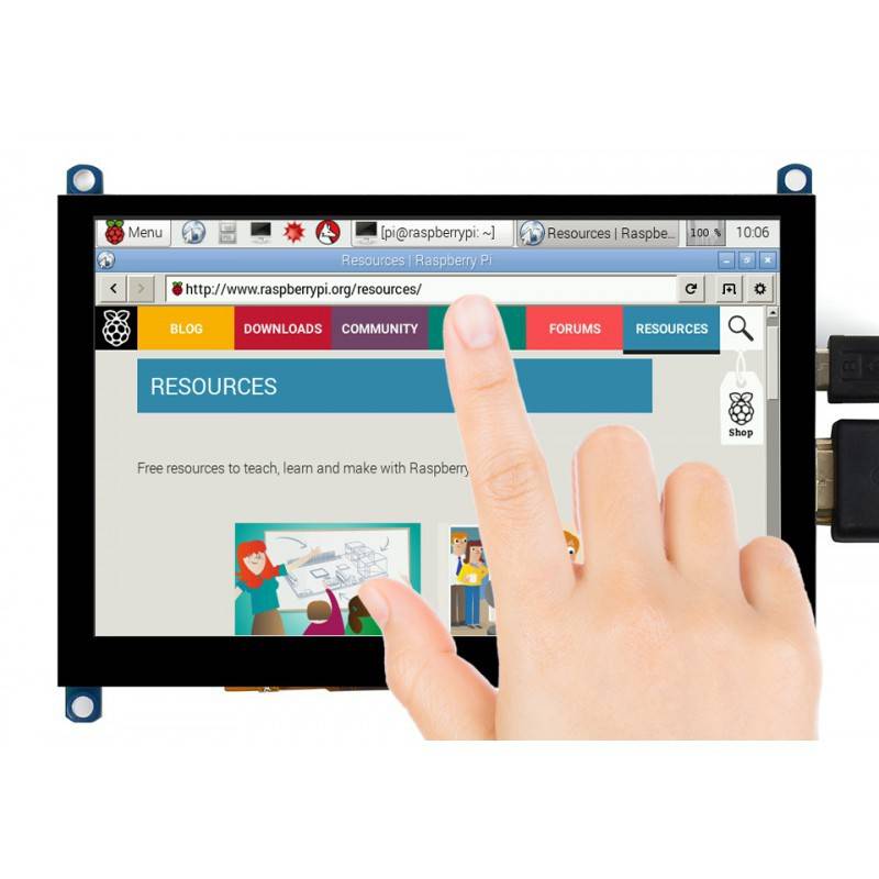 Waveshare 5inch Capacitive Touch Screen LCD (H) Slimmed-down Version, 800×480, HDMI, Toughened Glass Panel, Low Power - RS1952 - REES52