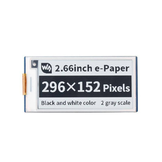 Waveshare 2.66inch E-Paper E-Ink Display Module for Raspberry Pi Pico, 296×152, Black / White, SPI - RS2134 - REES52