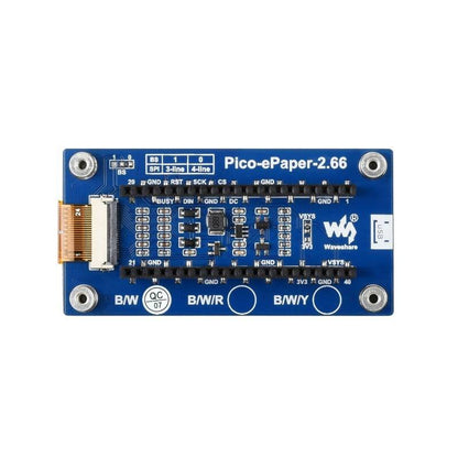 Waveshare 2.66inch E-Paper E-Ink Display Module for Raspberry Pi Pico, 296×152, Black / White, SPI - RS2134 - REES52