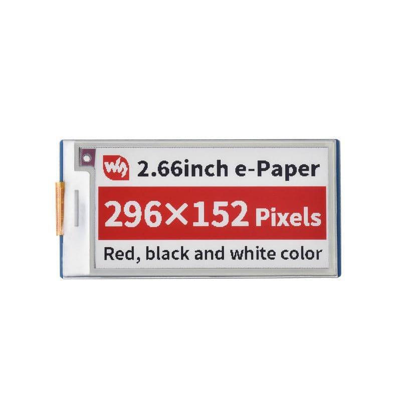 Waveshare 2.66inch E-Paper E-Ink Display Module (B) for Raspberry Pi Pico, 296×152, Red / Black / White, SPI - RS679 - REES52