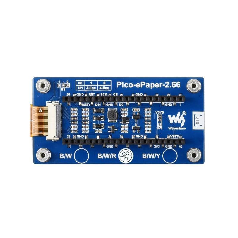 Waveshare 2.66inch E-Paper E-Ink Display Module (B) for Raspberry Pi Pico, 296×152, Red / Black / White, SPI - RS679 - REES52