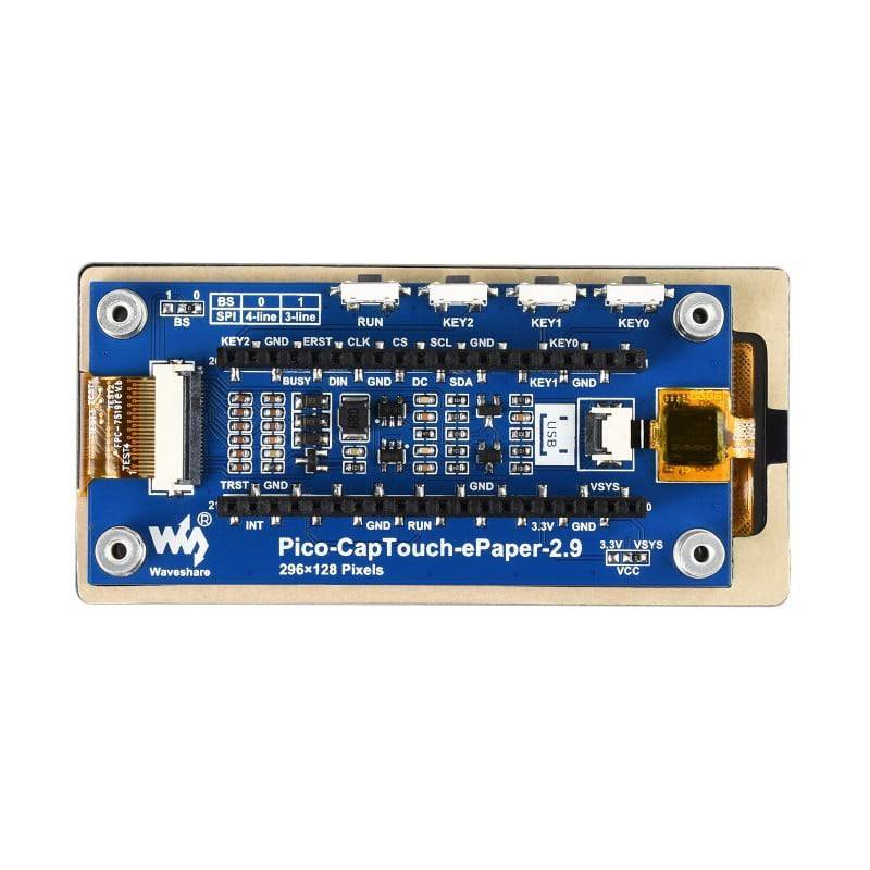 Waveshare 2.9inch Touch e-Paper Module for Raspberry Pi Pico, 296×128, Black / White, SPI - RS1966 - REES52