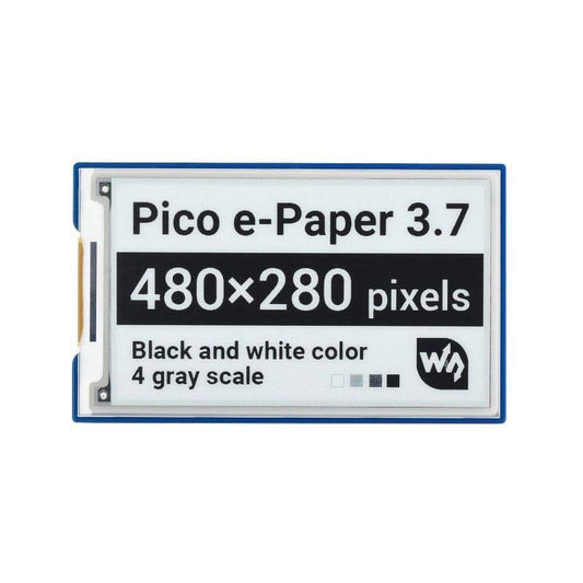 Waveshare 3.7inch E-Paper E-Ink Display Module for Raspberry Pi Pico, 480×280, Black / White, 4 Grayscale, SPI - RS1964 - REES52