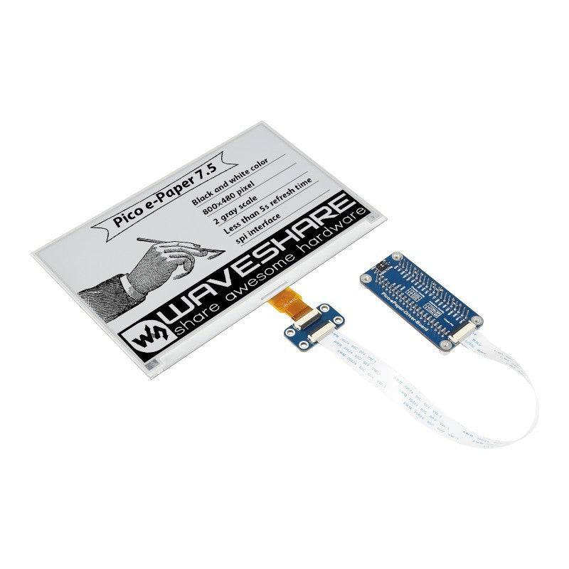Waveshare 7.5inch E-Paper E-Ink Display Module for Raspberry Pi Pico, 800×480, Black / White, SPI - RS725 - REES52