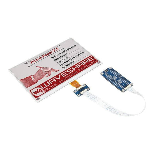 Waveshare 7.5inch E-Paper E-Ink Display Module (B) for Raspberry Pi Pico, 800×480, Red / Black / White, SPI - RS689 - REES52