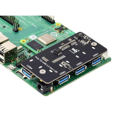 Waveshare PCIe TO USB 3.2 Gen1 Adapter, for Raspberry Pi Compute Module 4 IO Board, 4x HS USB - RS1963 - REES52