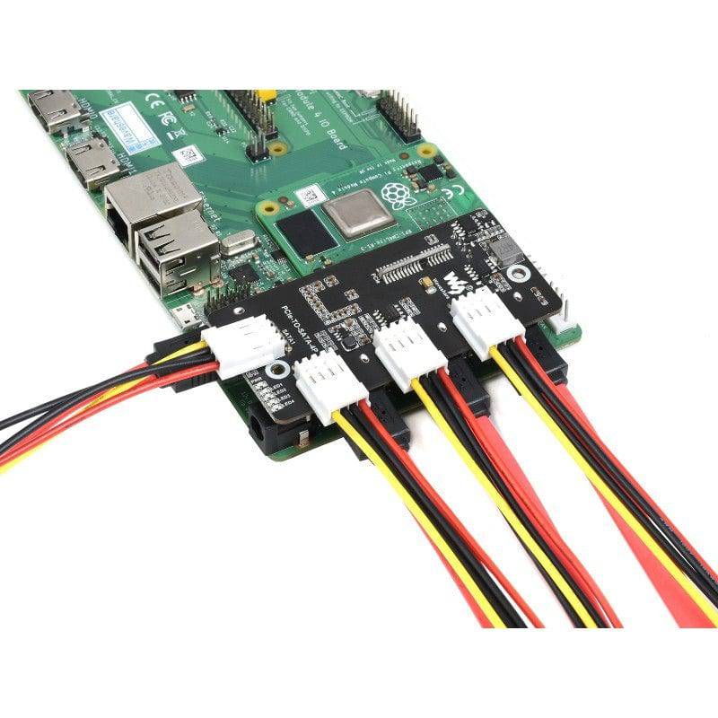 Waveshare PCIe TO 4-Ch SATA 3.0 Expander, 6Gpbs High-speed SATA Interface, Supports CM4 -RS2055 - REES52