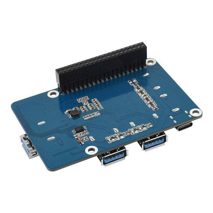 Waveshre USB 3.2 Gen1 HUB HAT for Raspberry Pi, 4x USB 3.2 Gen1 Ports, Driver-Free - RS743 - REES52