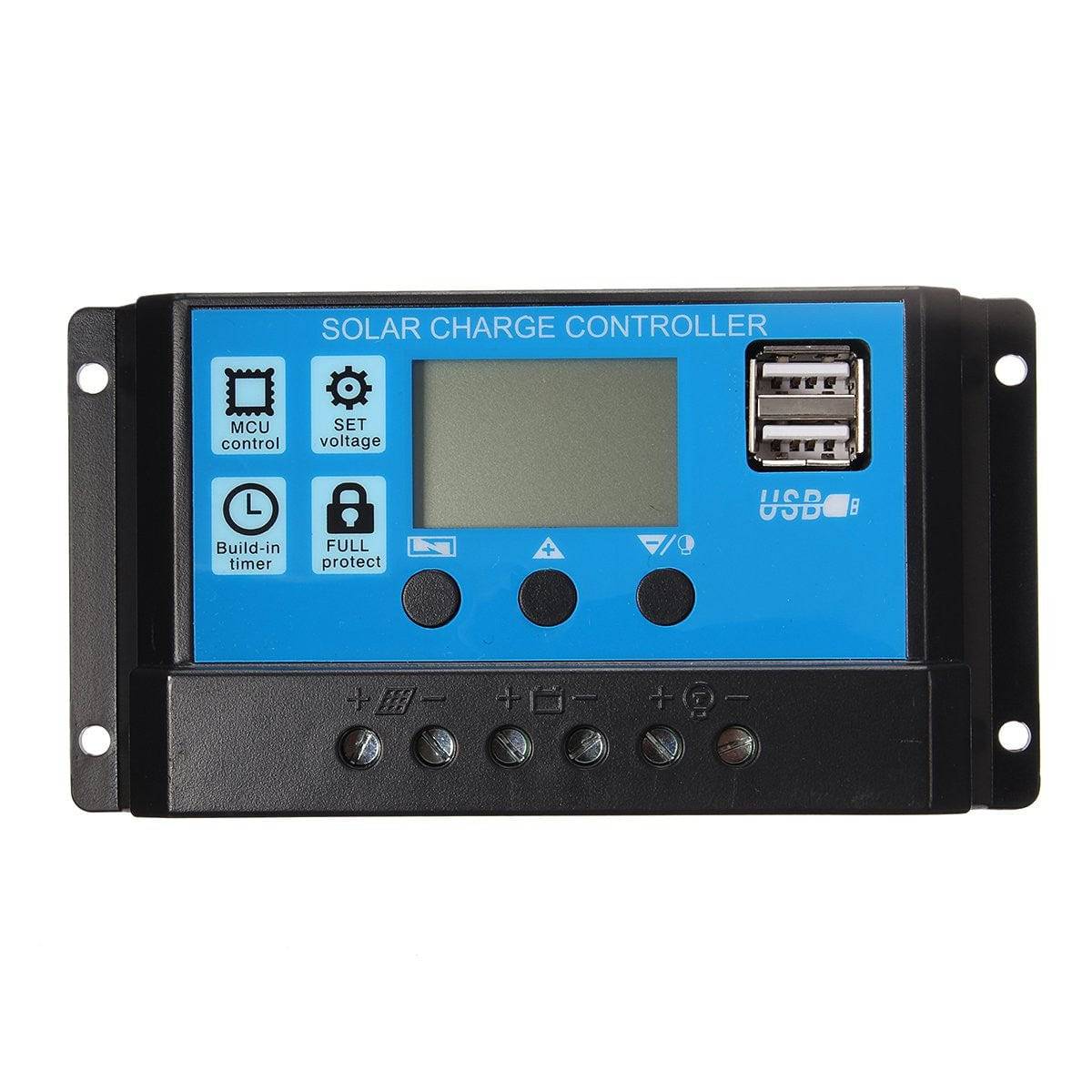 10/20/30A USB Solar Panel Battery Regulator Charge Intelligent Controller 12/24V (10A) - RS2763 - REES52