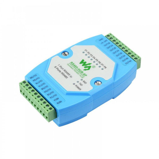 Waveshare Industrial-grade Isolated 8-ch RS485 Hub, Rail-mount Support, Wide Baud rate Range - REES52