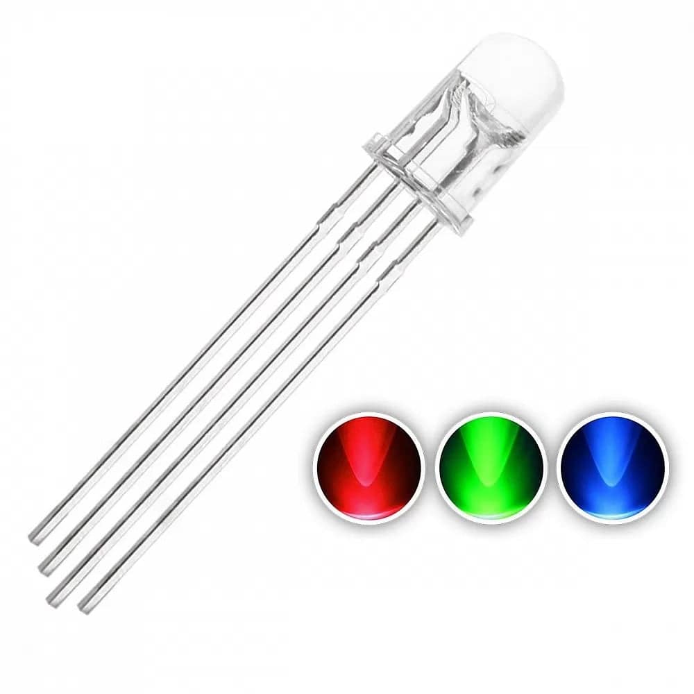 5mm RGB LED Common Cathode 4-Pin Tri-Color Emitting Diodes -RS5549 - REES52