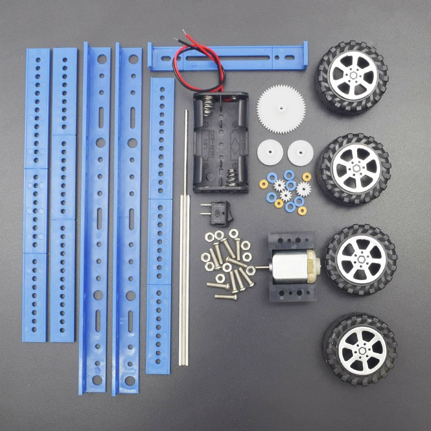 Blue Electric Four-Wheel Drive Remote Control Car Model DIY Hobby 20 x 12 x 4 cm - RS1904 - REES52