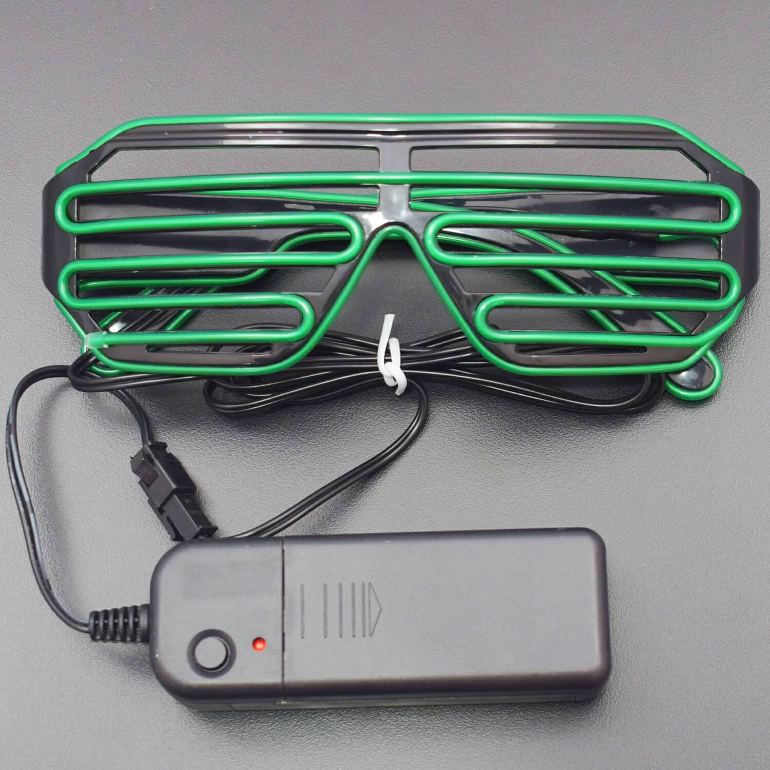 Glow Flashing Shutter Neon Rave Glasses El Wire LED Sunglasses Light Up DJ Costumes RS1497