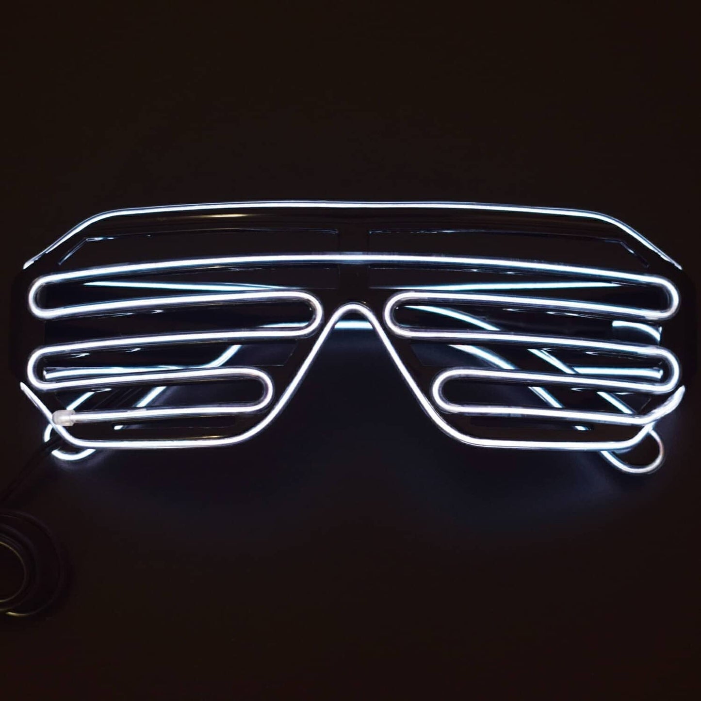 Light Up Flashing Shutter Neon Rave Glasses El Wire LED Sunglasses Voice Activated Glow DJ Costumes - RS1628 - REES52