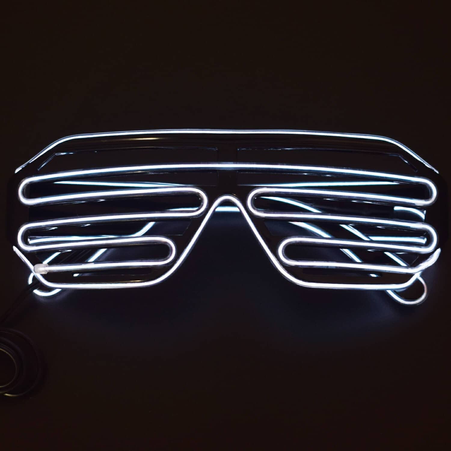 Light Up Flashing Shutter Neon Rave Glasses El Wire LED Sunglasses Voice Activated Glow DJ Costumes - RS1628 - REES52