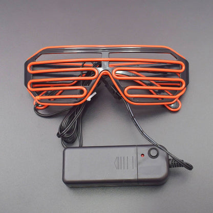 Glow Shutter Rave Neon LED Glasses El Wire Light Up Flashing Sunglasses DJ Costumes - RS1625 - REES52