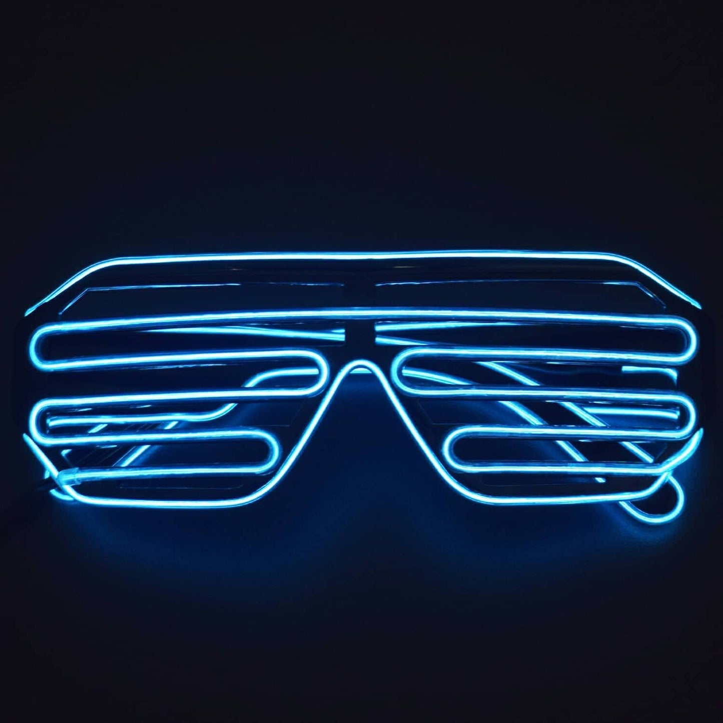 Light Up Glasses Glowing Glasses EL Wire Neon Glasses for Halloween Disco Bar Glowing Party Mask Decor ( Light Blue) - RS1626 - REES52