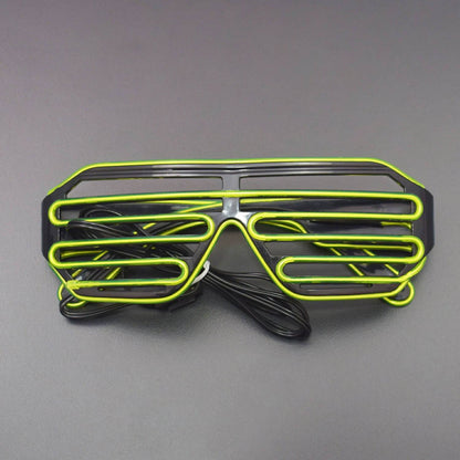 El Wire Neon Rave Glasses Light Up Flashing LED Sunglasses Voice Activated Costumes for Party Green - RS1623 - REES52