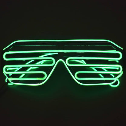 El Wire Neon Rave Glasses Light Up Flashing LED Sunglasses Voice Activated Costumes for Party Green - RS1623 - REES52