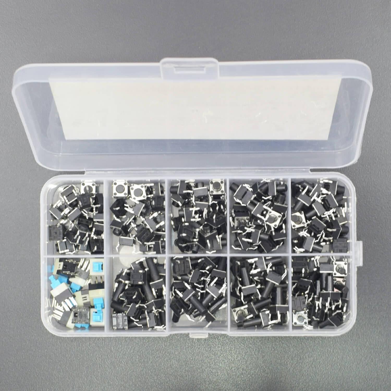 Tactile Push Button Switch 10 Values 180 Pieces Micro Momentary Tact Assortment Kit 4 Pin Micro Switches Set - RS1830 - REES52