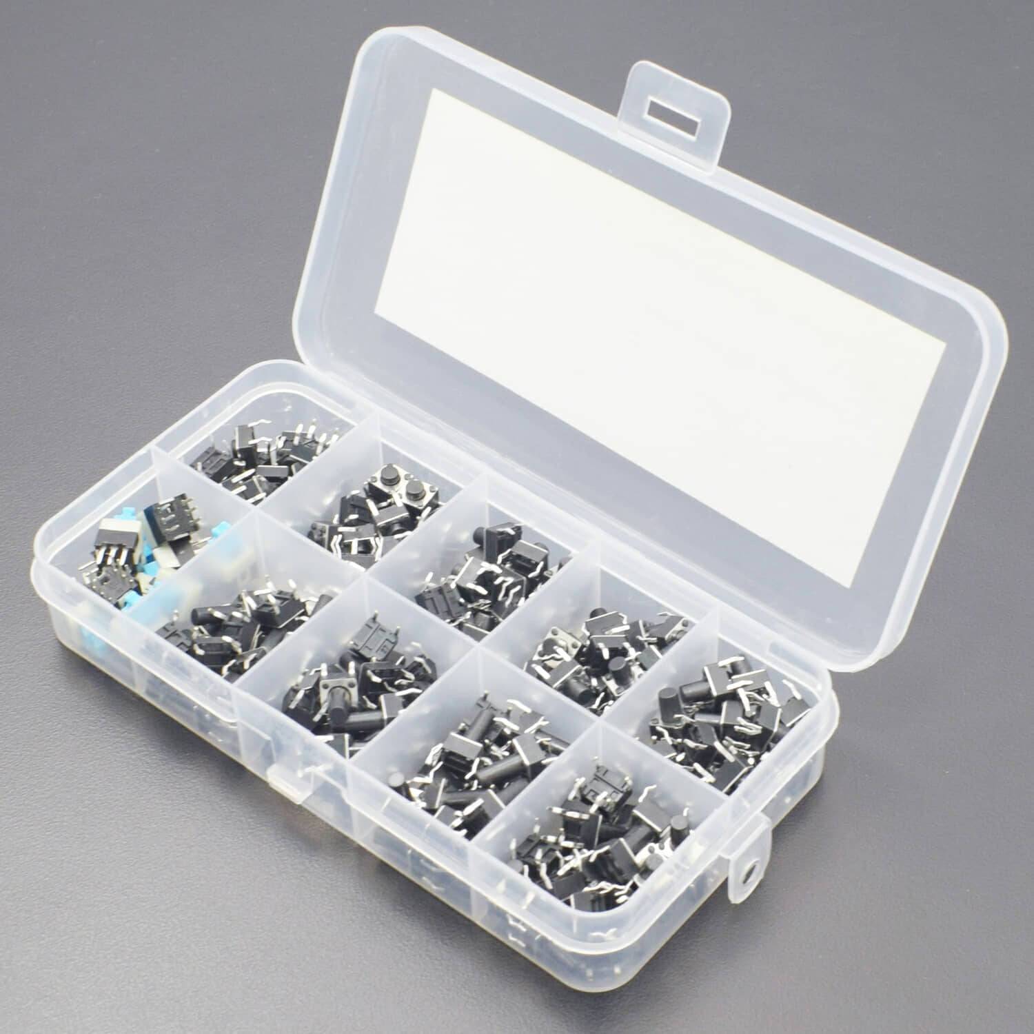 Tactile Push Button Switch 10 Values 180 Pieces Micro Momentary Tact Assortment Kit 4 Pin Micro Switches Set - RS1830 - REES52