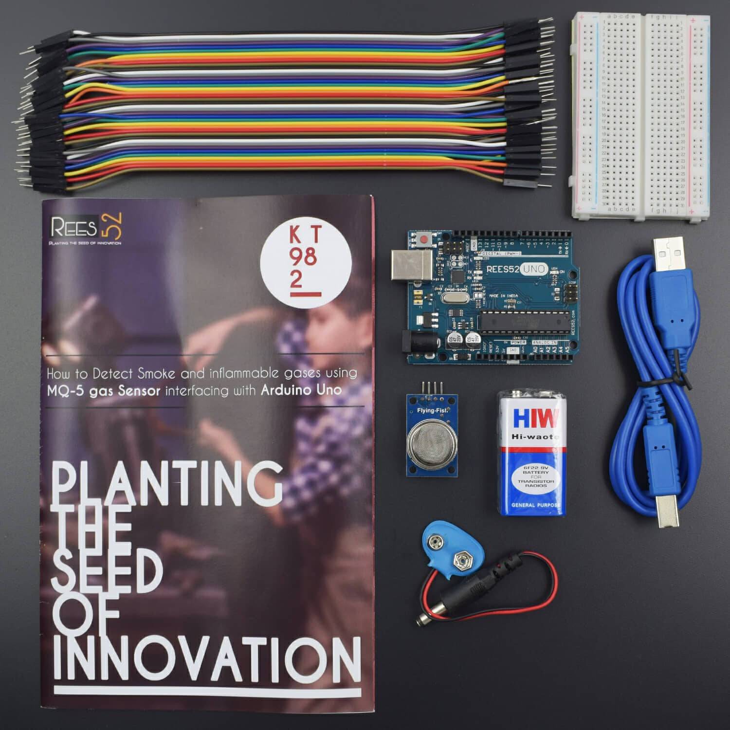 How to Detect Smoke and inflammable gases using MQ-5 gas Sensor interfacing with Arduino Uno - KT982 - REES52