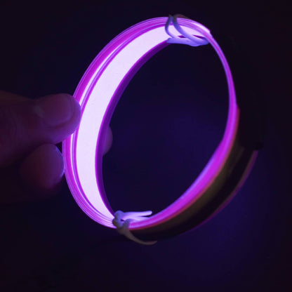 3.3ft  Pink Electroluminescent Tape EL Wire Glowing LED Rope Flat Strip Light with AA Battery Box 3V- RS1492 - REES52