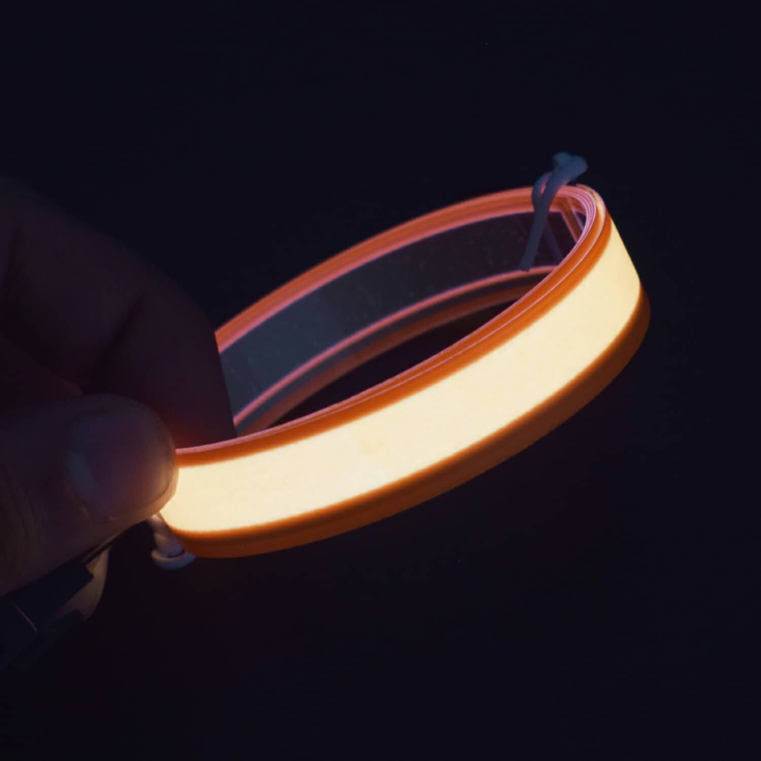 3.3ft  Orange Electroluminescent Tape EL Wire Glowing LED Rope Flat Strip Light with AA Battery Box 3V- RS1494 - REES52